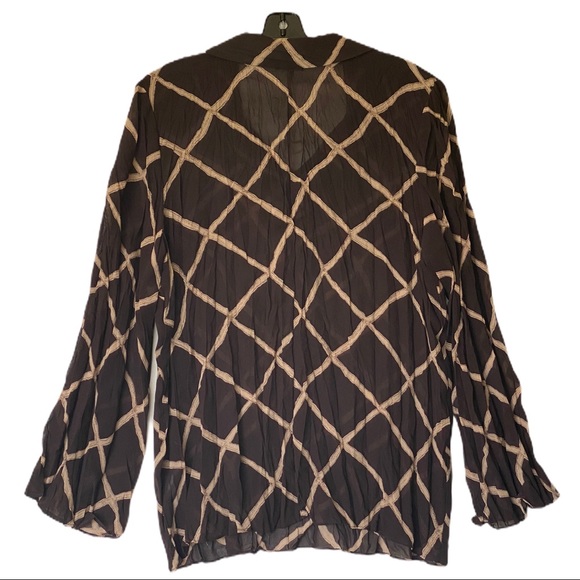 Addition Elle Stylish Brown & Beige V-Neck Blouse - Picture 9 of 10